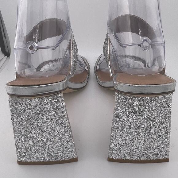 Nordstrom ABOUND Carina Glitter Heel Sandal Silver size 8.5M NWOB - Picture 6 of 7